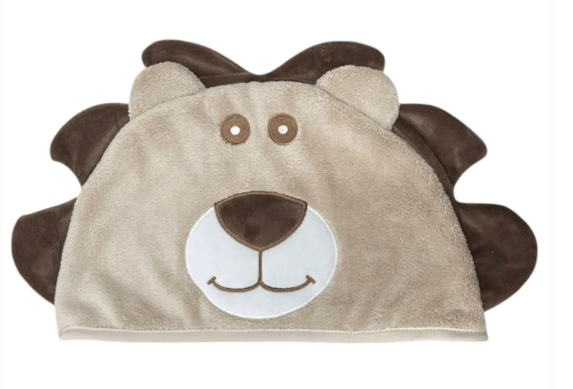 Toalha De Banho Com Capuz Leão Bege 70x140cM