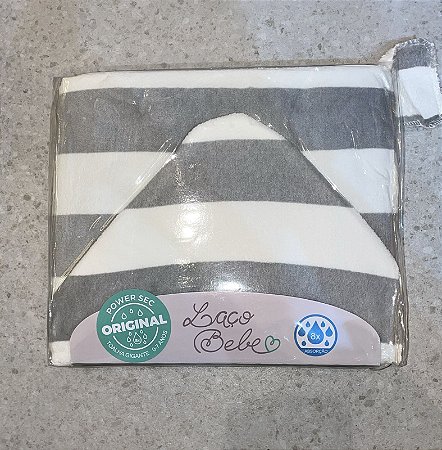 Toalha Kids com Capuz Power Sec Listrada Cinza - Laço bebe