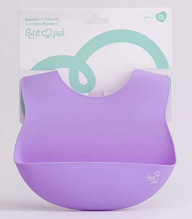 Babador de Silicone com Cata Migalhas Roxo Petit Piá