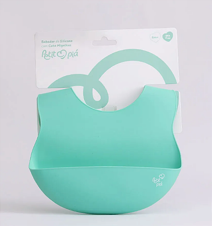 Babador de Silicone com Cata Migalhas Verde Petit Piá