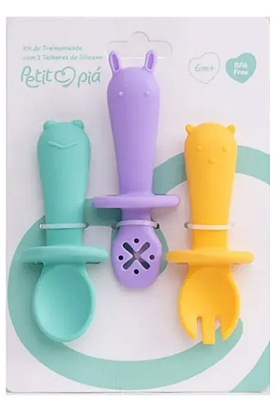 Kit com 3 Talheres de Treinamento de Silicone - Petit Piá