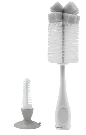 Escova de Mamadeira e Bico com Ventosa Cinza -Buba