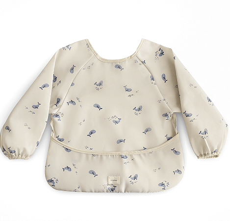 Babador Avental Com Mangas Longas Baleia Mushie