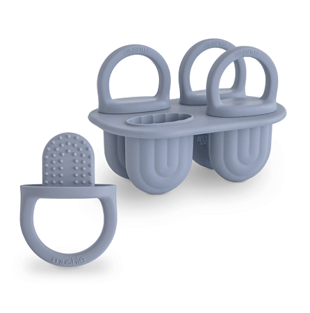 Forminha de Picolé de Silicone Arco-Íris Azul Mushie