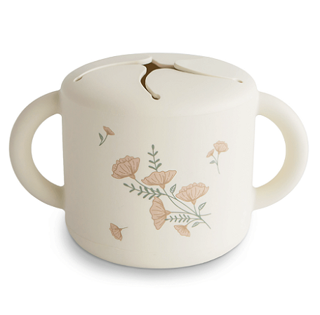 Porta Snack De Silicone Flores Rosa Mushie