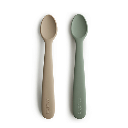 Kit Com Duas Colheres De Silicone Argila E Verde Tomilho Mushie