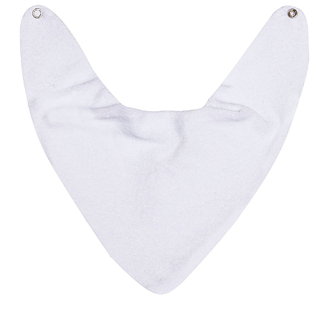 Babador Bandana Branco Atoalhado Bordados Karinho Com Forro Impermeável
