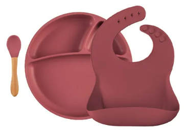 Conjunto de Alimentação em Silicone BLW Set II Velvet Rose - Minikoioi
