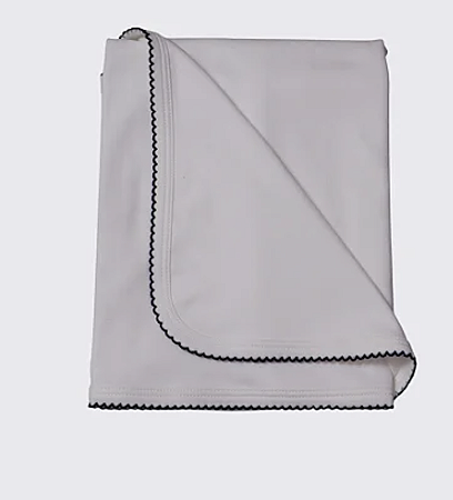 Manta Lisa de Algodão Pima Picueta Azul Marinho