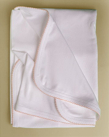 Manta Lisa com Picueta Salmão - Branco Liso