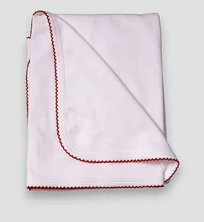 Manta Lisa com Picueta Vermelha - Branco Liso