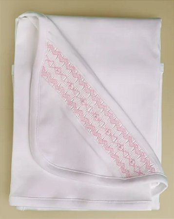 Manta Smock Losango Rosa - Branco Liso