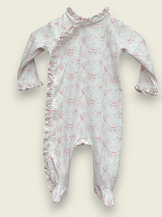 Macacão Viés Balões Rosa Algodão Pima - Tam: P