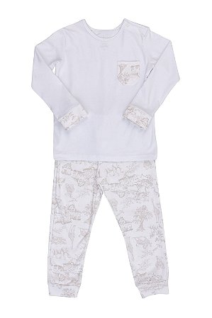 Pijama Calça e Blusa Manga Longa Toile D J Cinza