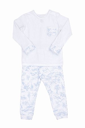 Pijama Calça e Blusa Manga Longa Toile D J Azul