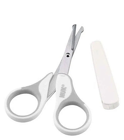 Tesoura com Pontas Arredondadas Capa Protetora - Cinza - Nuk