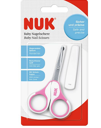 Tesoura com Pontas Arredondadas Capa Protetora - Rosa - Nuk