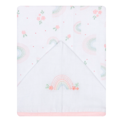 Toalha De Fralda 1 Camada Papi Soft C/ Capuz Bordado 1,10M X 90Cm - Arco de Flores
