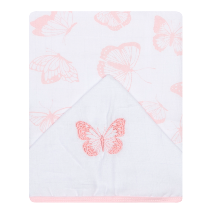 Toalha De Fralda 1 Camada Papi Soft C/ Capuz Bordado 1,10M X 90Cm - Familia Borboletas