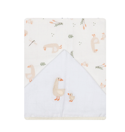 Toalha De Fralda 1 Camada Papi Soft C/ Capuz Bordado 1,10M X 90Cm - Passeio dos Patinhos