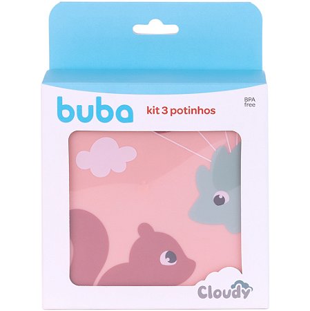 Kit de 3 Potinhos Cloudy Rosa