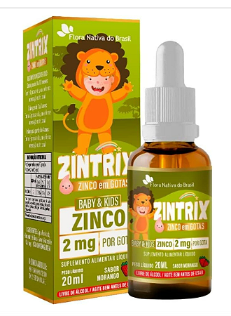 ZINTRIX (Zinco Infantil) 20ml - Flora Nativa Sabor:Morango