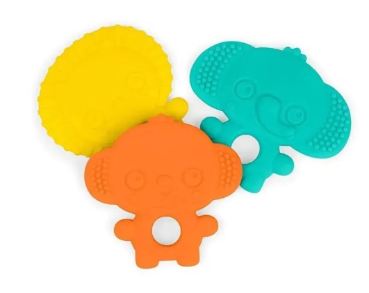 Kids II - Bright Starts Gummy Buddies 3-Pack mordedores texturizados, elefante, leão, macaco