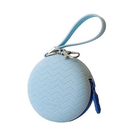 Porta Chupeta Silicone Azul Bebê - Clingo