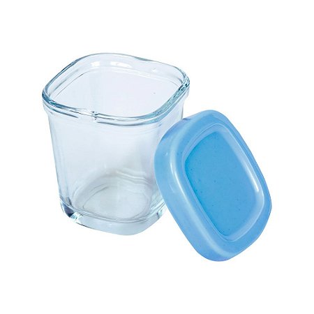 Kit de 4 Potes de Vidro para Armazenar Leite Materno ou Papinha Azul - Clingo