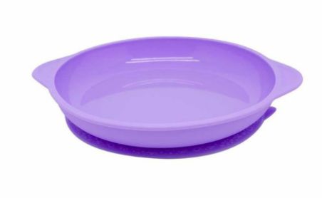 Prato de Silicone com Ventosa Baleia Lilas - Marcus & Marcus