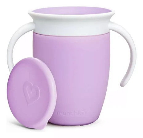 Copo 360 com Alça e Tampa Roxo 207 ml - Munchkin