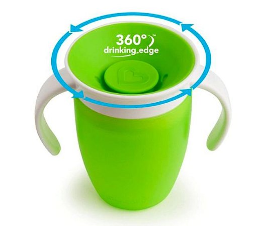 Copo 360 com Alça e Tampa Verde 207 ml - Munchkin