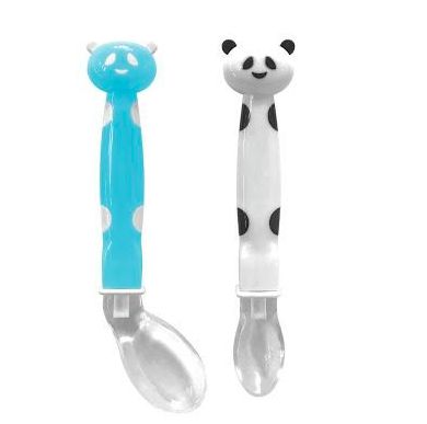 Kit de Colher Panda em Silicone Azul - Buba