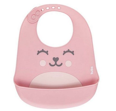 Babador de Silicone com Bolso Gumy Rosa - Buba