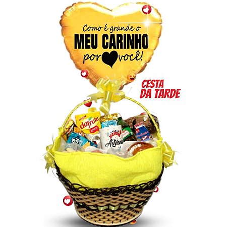 Cesta Lanche da Tarde  40 Itens + Cartão + Balão + Entrega