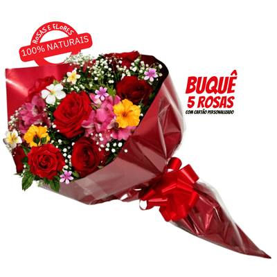Buquê com 6 Rosas Naturais