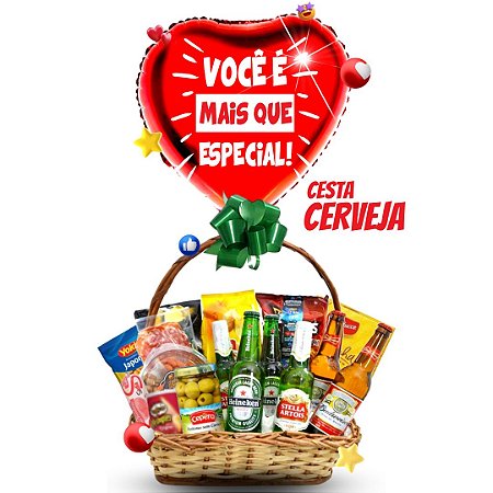 Cesta de Cerveja + Balão + Cartão + Entrega