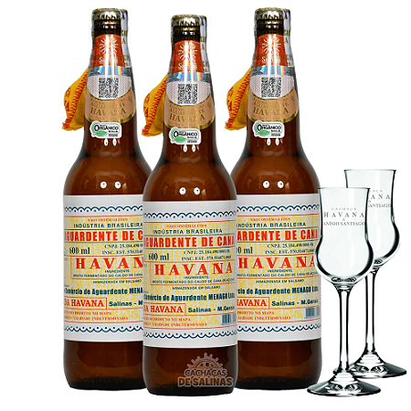 COMBO 3 CACHAÇAS HAVANA + 2 TAÇAS BRINDE