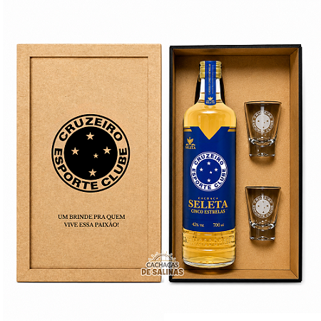 Kit Cachaça Seleta Cruzeiro + 2 Copos + Caixa