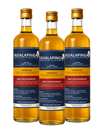 COMBO 3 GARRAFAS TADALAPINGA ORIGINAL CACHAÇA COM BARU E MEL 500ML