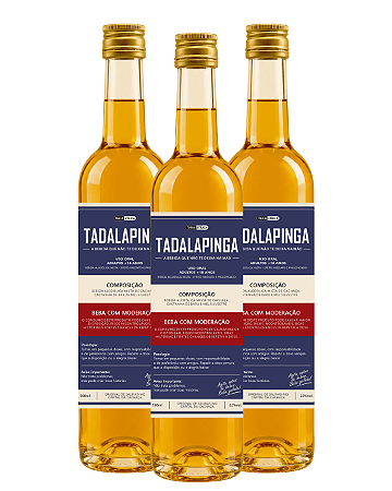 COMBO 3 GARRAFAS TADALAPINGA ORIGINAL CACHAÇA COM BARU E MEL 500ML
