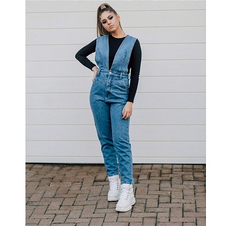 macacao jeans longo