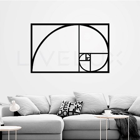 Escultura De Parede Quadro Decorativo Proporção Áurea Fibonacci em madeira