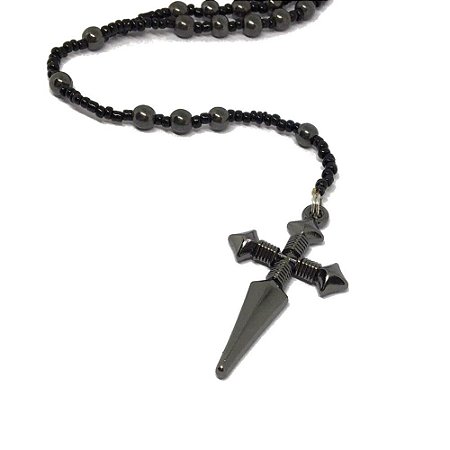 Colar de Pedra Hematita com Pingente de Grafite