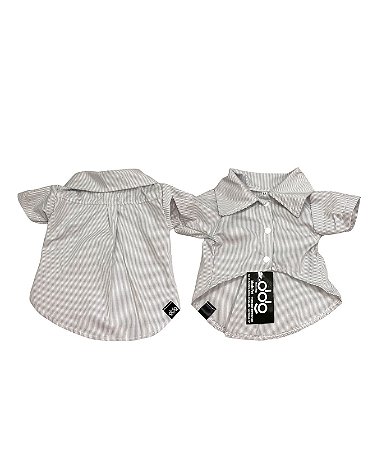 CAMISA PET PARA CACHORRO SOCIAL LISTRA CINZA