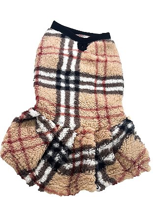 VESTIDO XADREZ BURBERRY PARA CACHORRO "SHERPA PELÚCIA"
