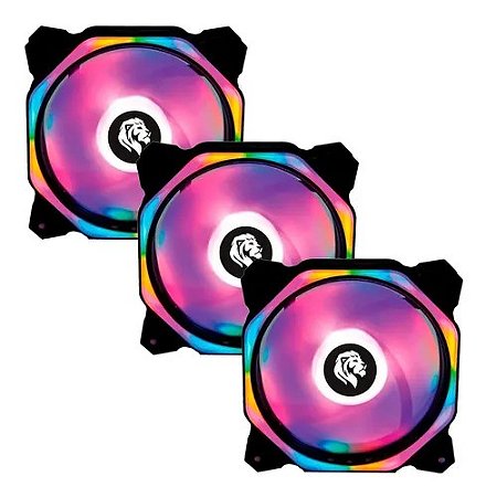 Kit 3 Cooler Fan Led Rgb 120mm Gabinete Pc Gamer Ventoinha