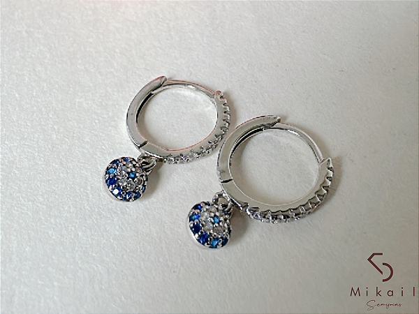 Argolinha de Prata 925 com Pingente Mini Olho Grego Cravejado