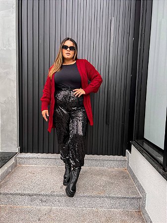 Cardigan Estiloso Manga Bufante De Inverno