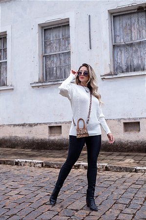 Blusa Cris Manga Bufante De Linha Tricot